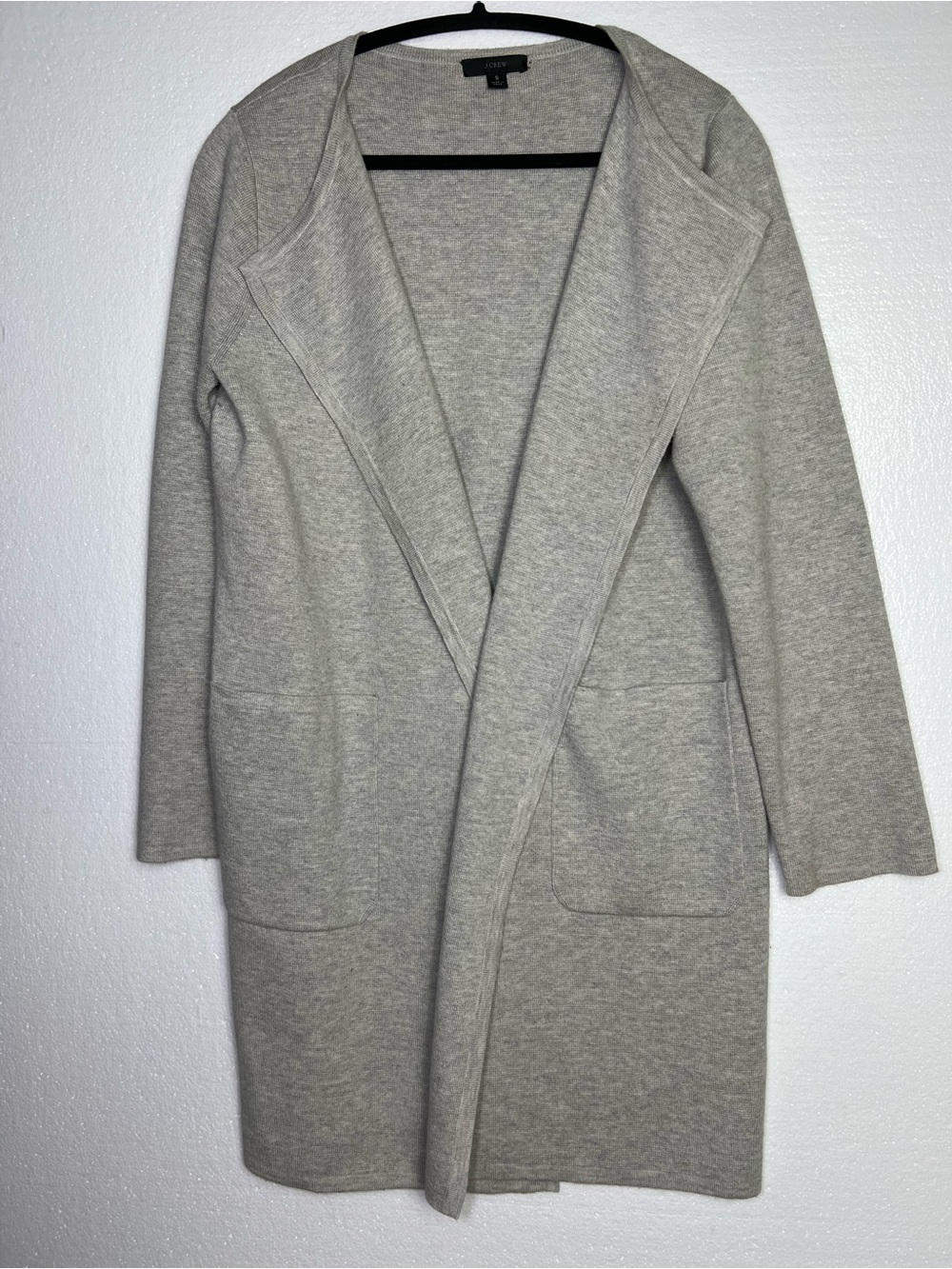 J. CREW Juliette Collarless Sweater Blazer Open Front Pockets Gray size S